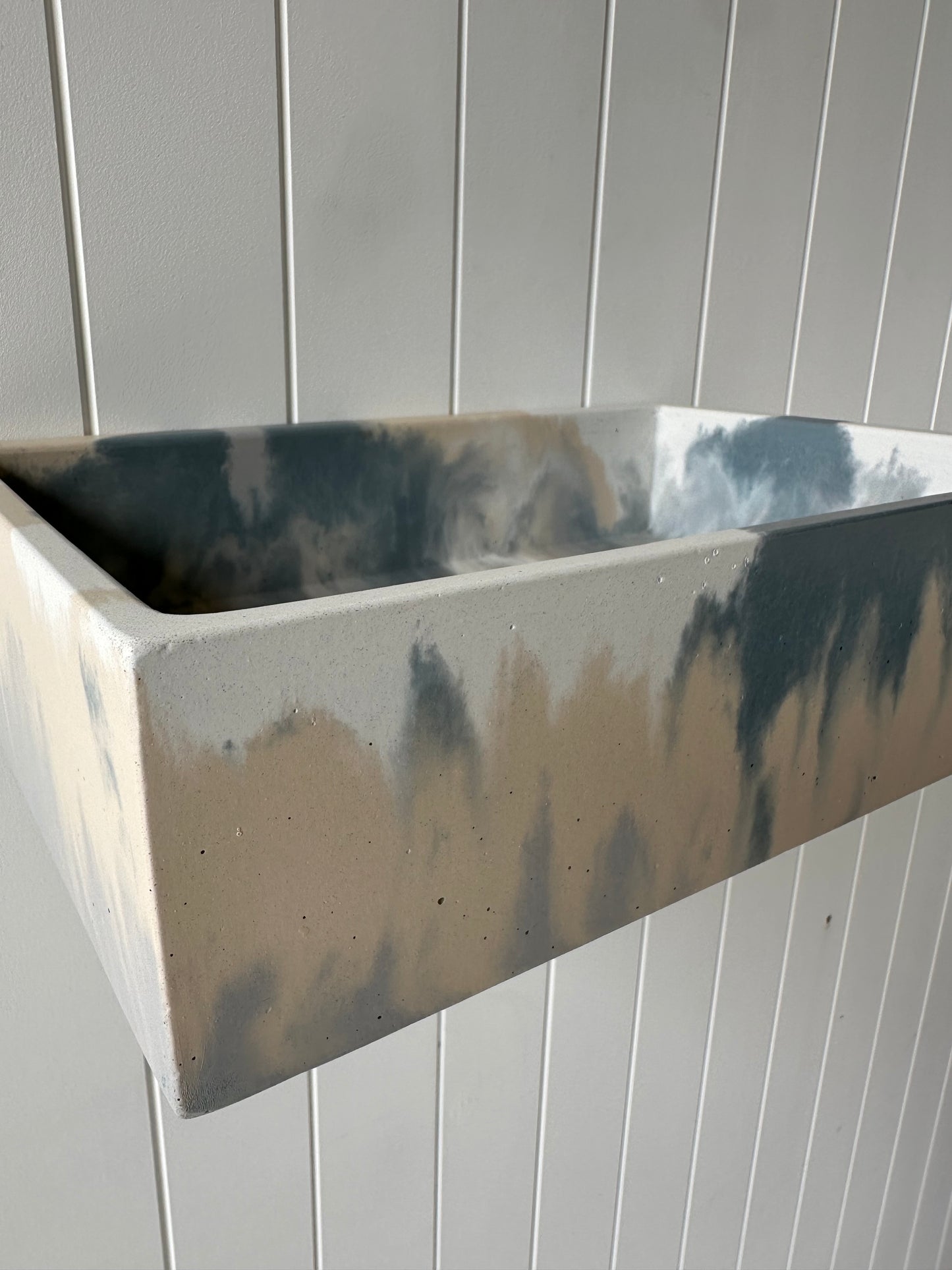 Baby Rectangle Concrete Vessel in Mottled Colours