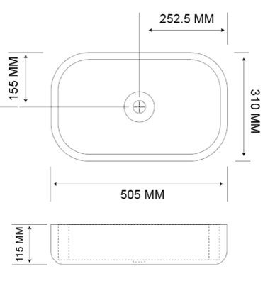 Rounded Rectangle Concrete Vessel Basin