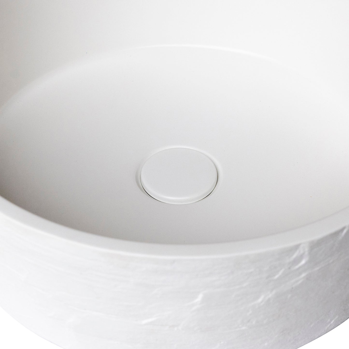 Terra Round Concrete 'Earth' texture Vessel Basin in Crisp White