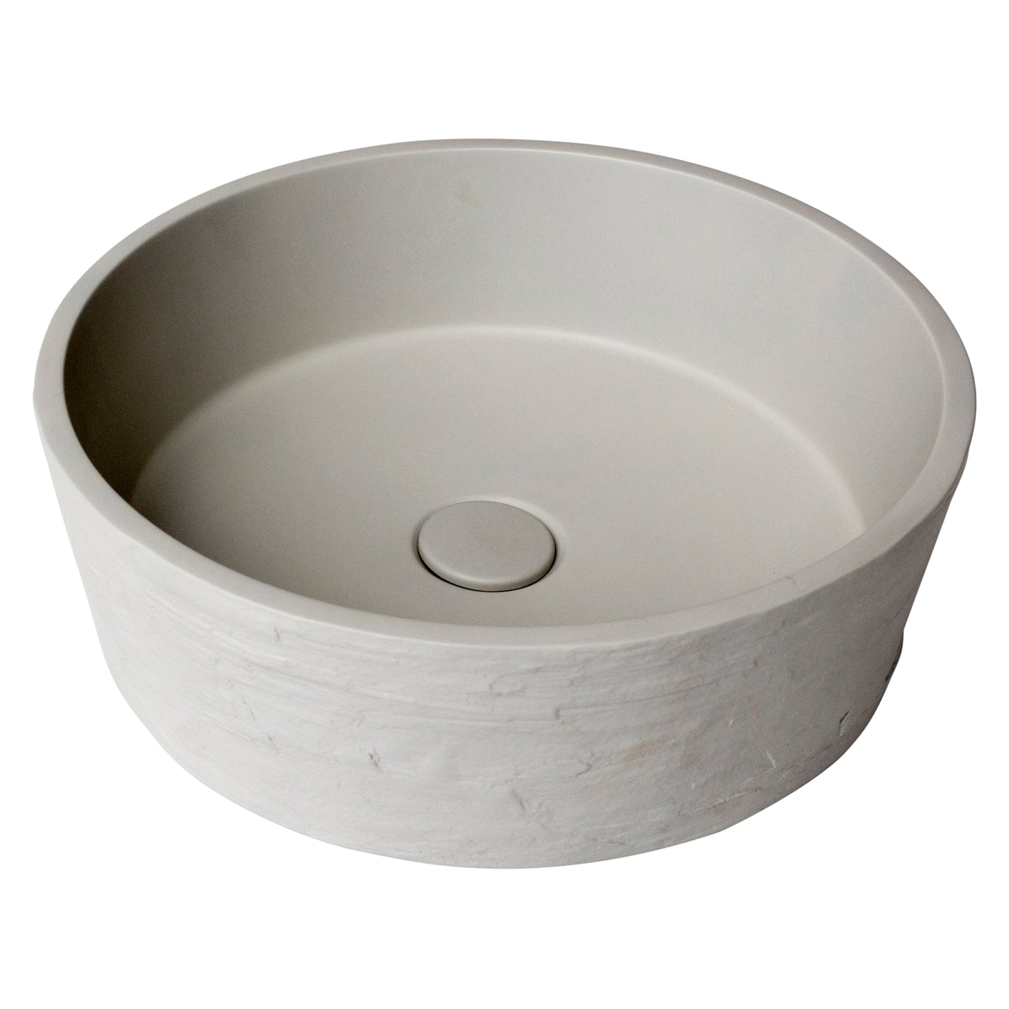 Terra Round Concrete 'Earth' texture Vessel Basin in Light Grey