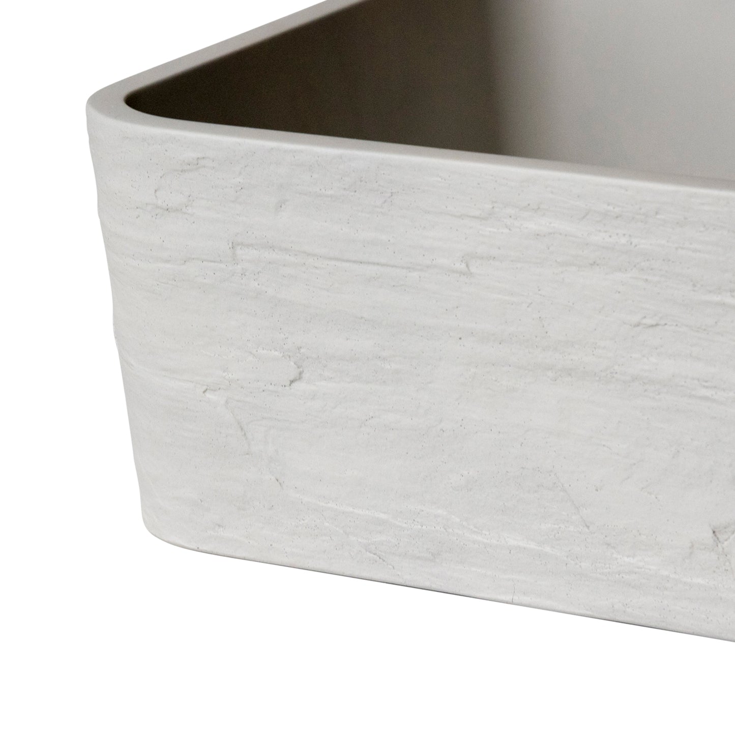 Ridge Rounded Rectangle Concrete Earth texture Vessel Basin in Light Grey