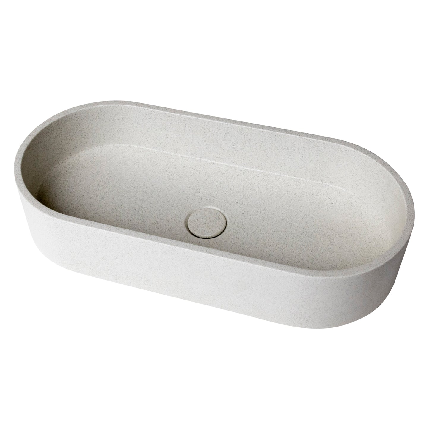 Oasis Concrete Capsule Vessel Basin in Sandy White Finish