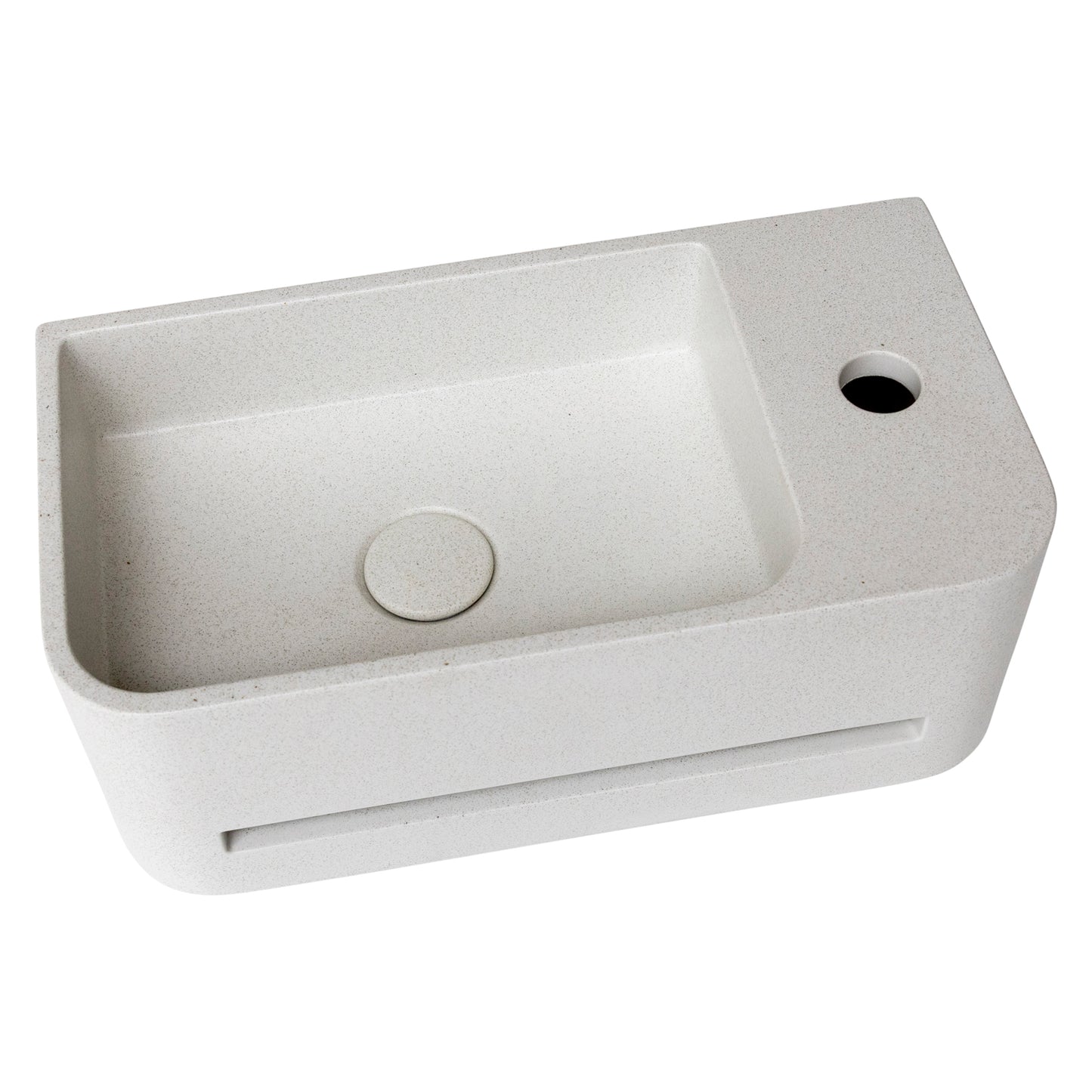 Titan Wall Hung Rounded Powder Room Concrete Vessel Basin in Sandy White