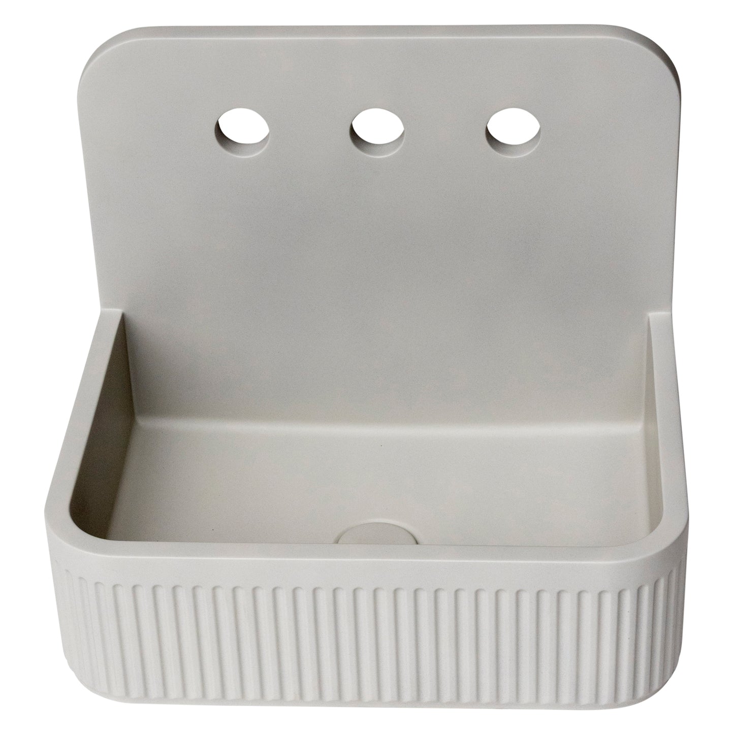 Horizon High back fluted Light Grey Concrete Vessel Basin