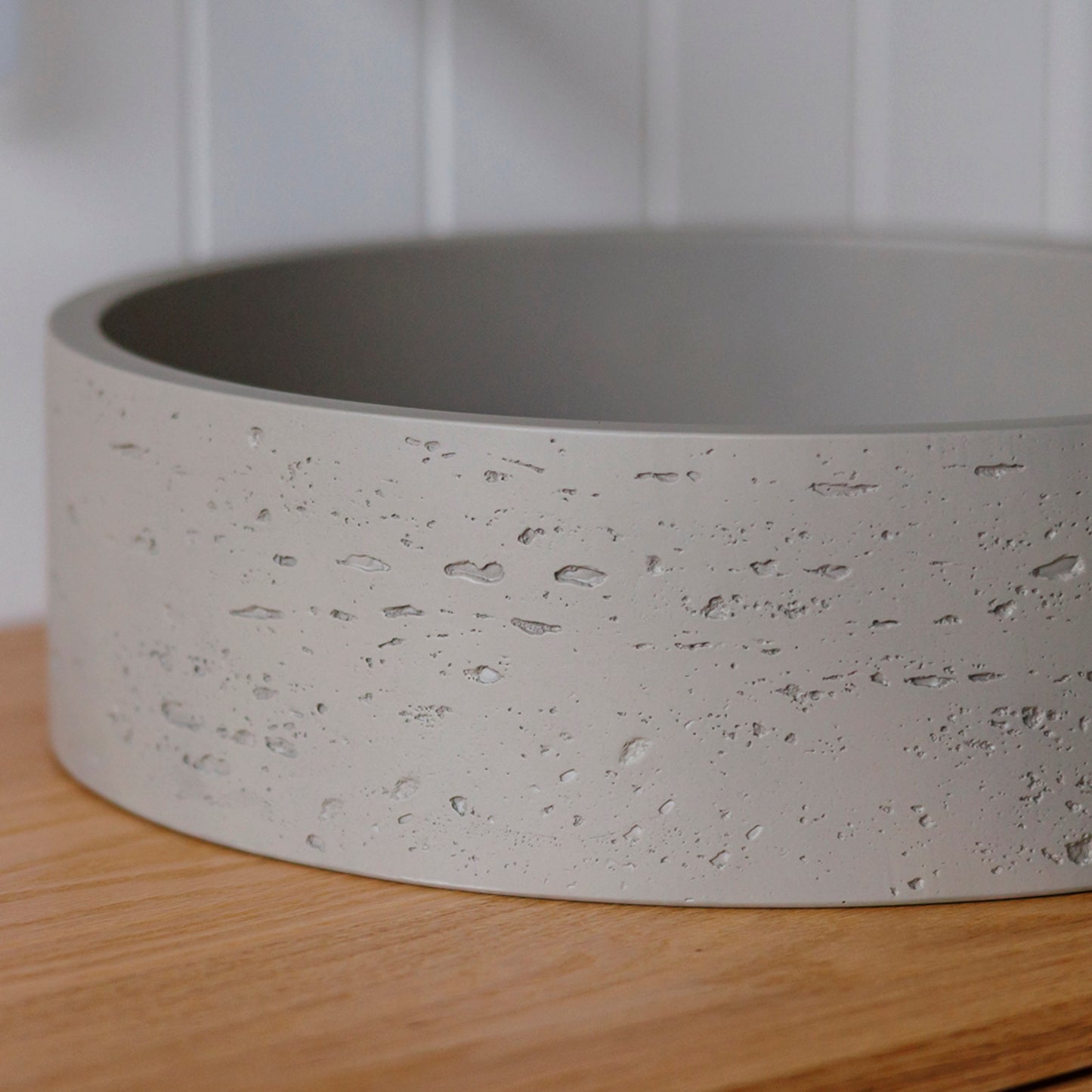 Drift Round Concrete Rugged texture Vessel Basin in Taupe