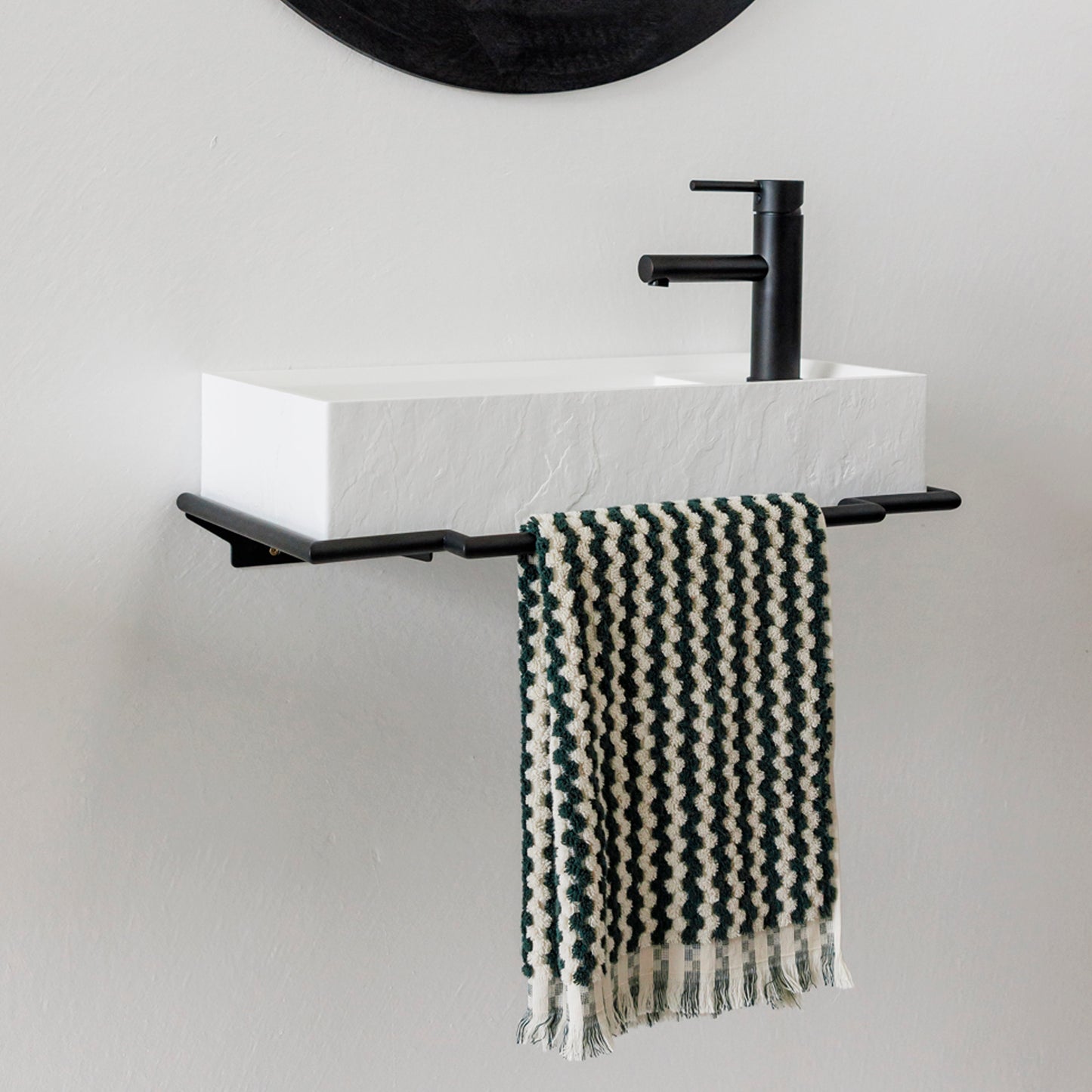 Bluff Vessel or Wall Mount Vessel in Slate Texture in Crisp White