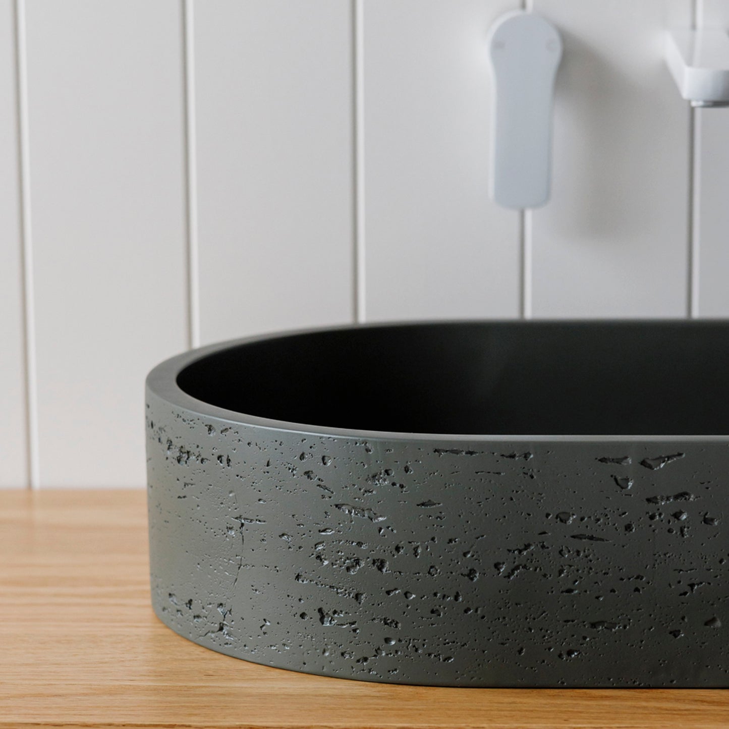 Mesa Capsule Concrete Vessel Basin in Olive Grey
