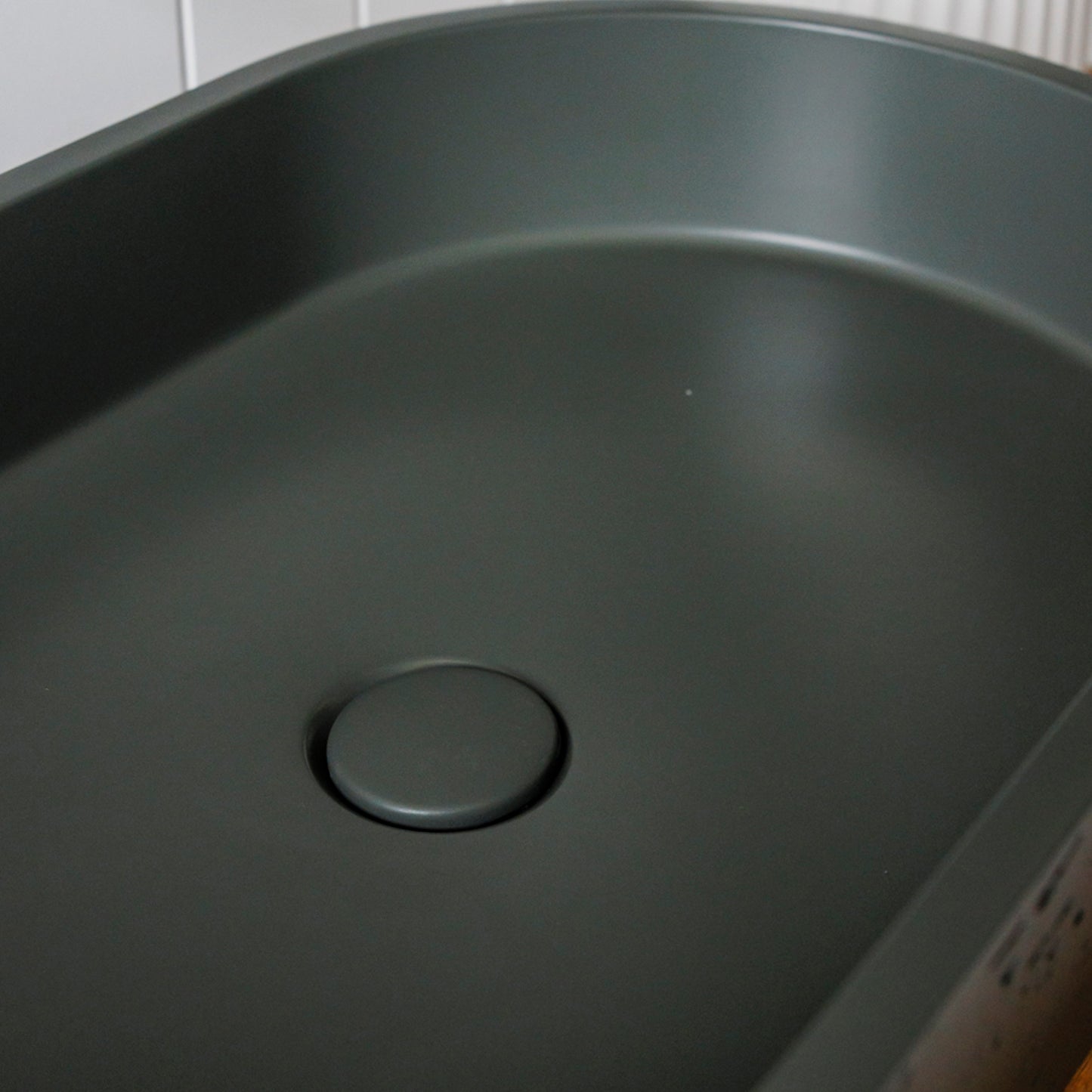 Mesa Capsule Concrete Vessel Basin in Olive Grey
