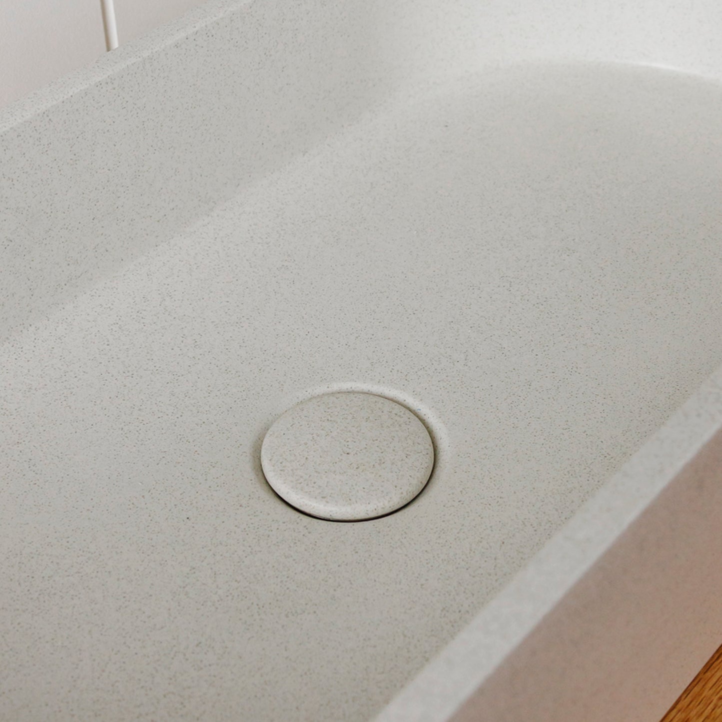 Oasis Concrete Capsule Vessel Basin in Sandy White Finish