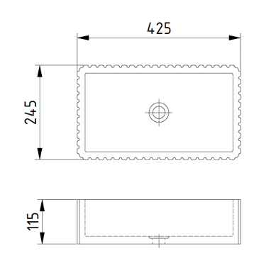 Fluted Rectangle Concrete Vessel