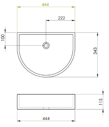 Half Moon Concrete Vessel Basin