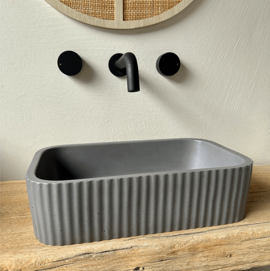 Fluted Rectangle Concrete Vessel