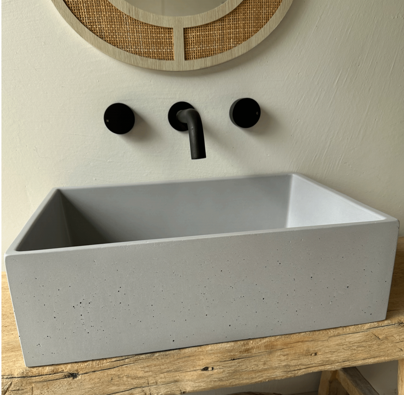 Grand Rectangle Concrete Vessel Basin