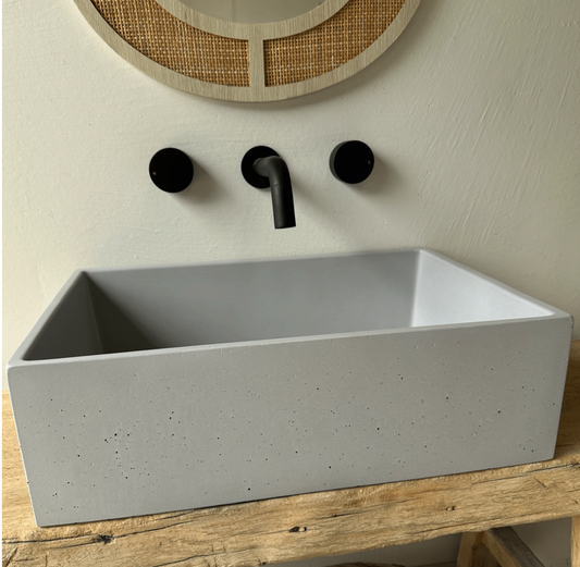 Grand Rectangle Concrete Vessel Basin