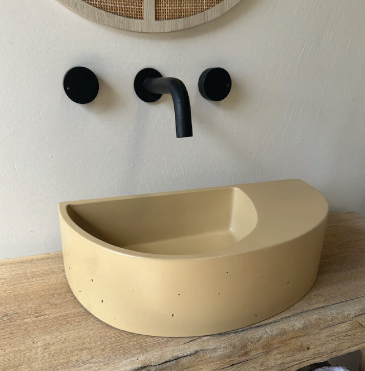 Concrete Half Moon Powder Room Vessel Basin – New Form Concreting
