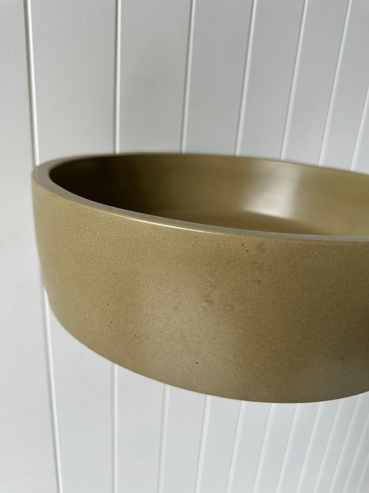 Mid Round Concrete Vessel Basin in Olive