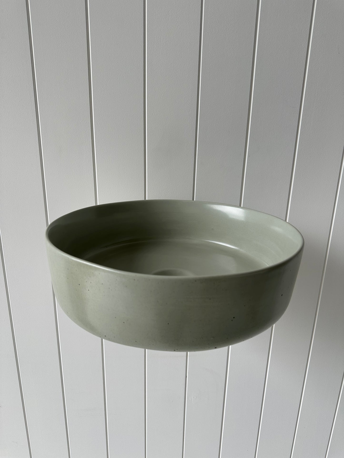 Baby Round Concrete Vessel Basin - Light Moss