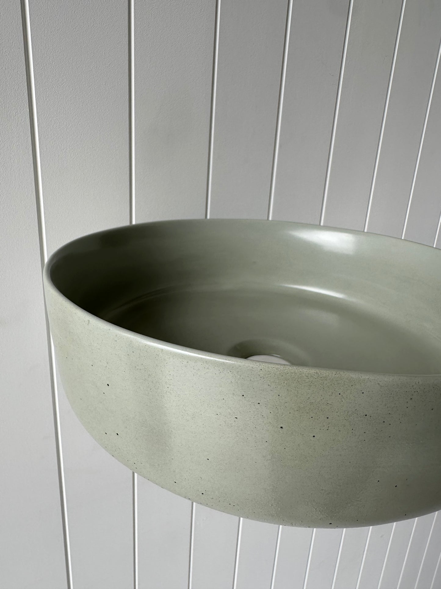 Baby Round Concrete Vessel Basin - Light Moss