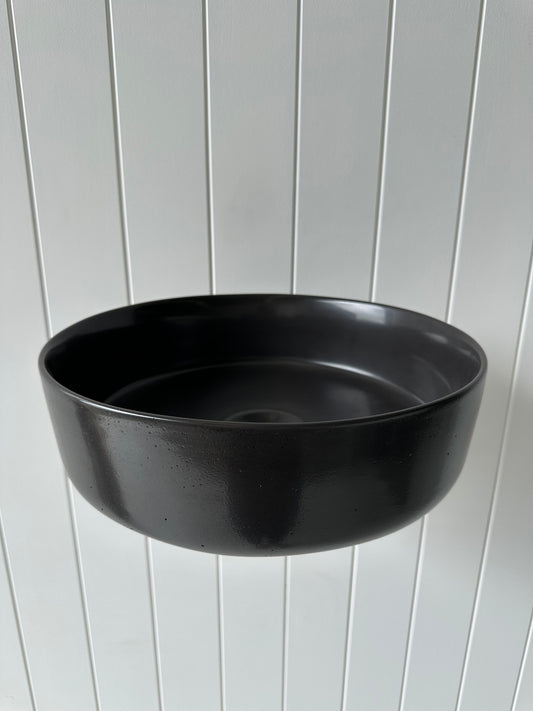 Baby Round Concrete Vessel Basin in Midnight