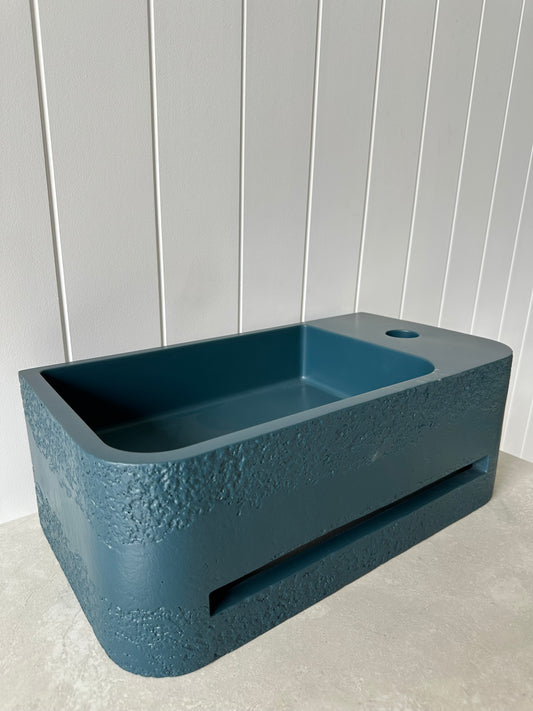 Titan Wall Hung with Texture Basin in Light Ocean