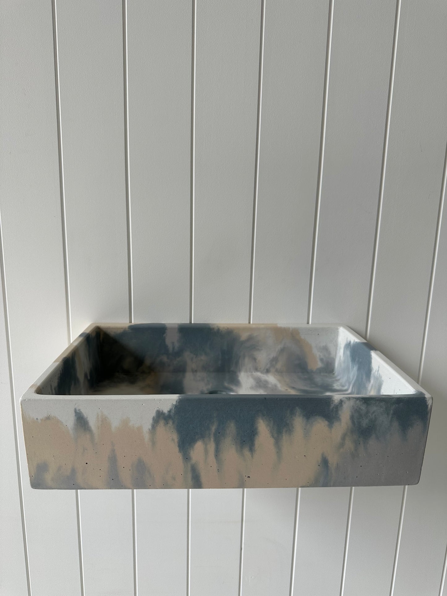 Baby Rectangle Concrete Vessel in Mottled Colours