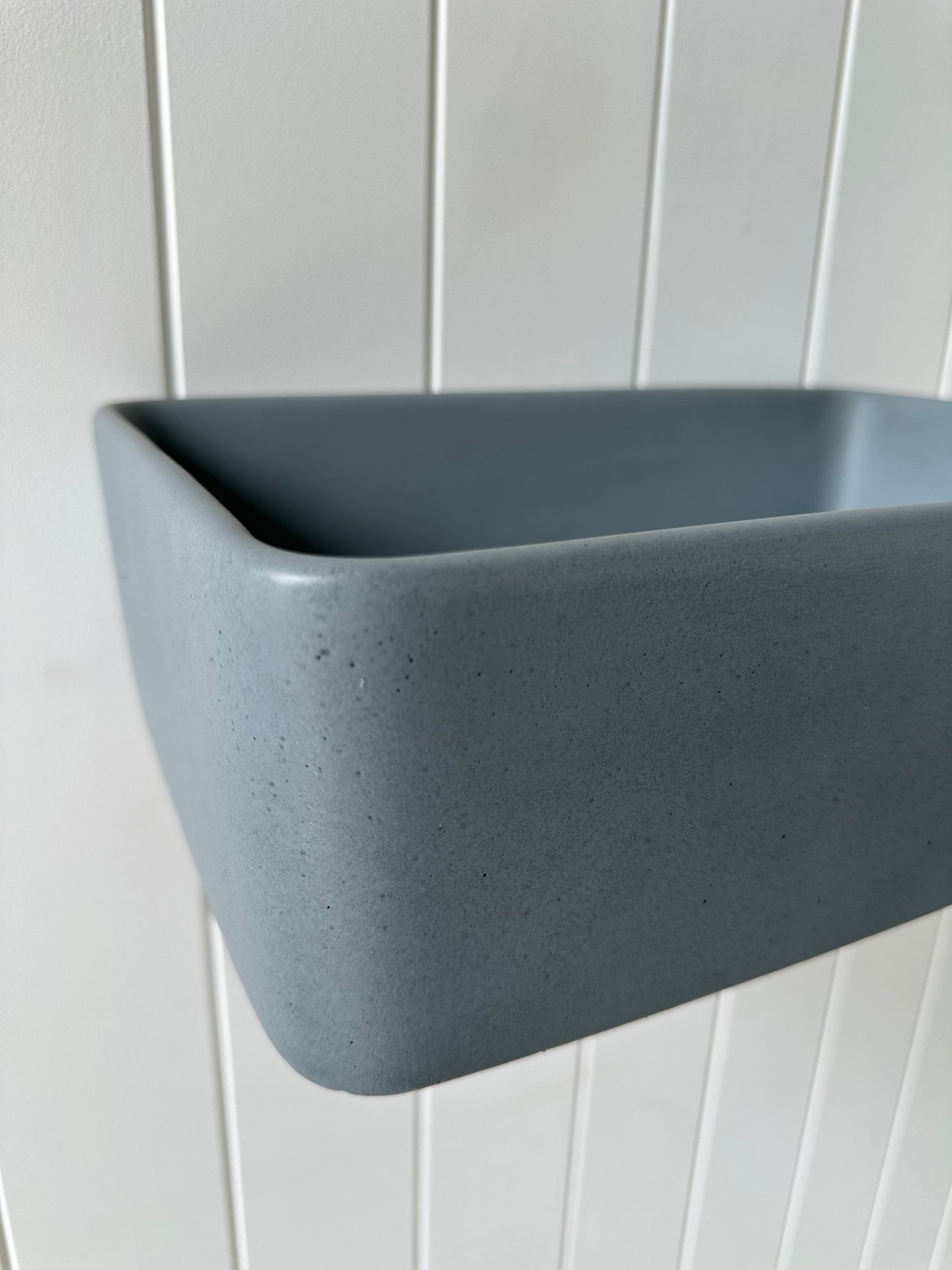 Mini Rectangle Concrete Vessel Basin in Light Ocean