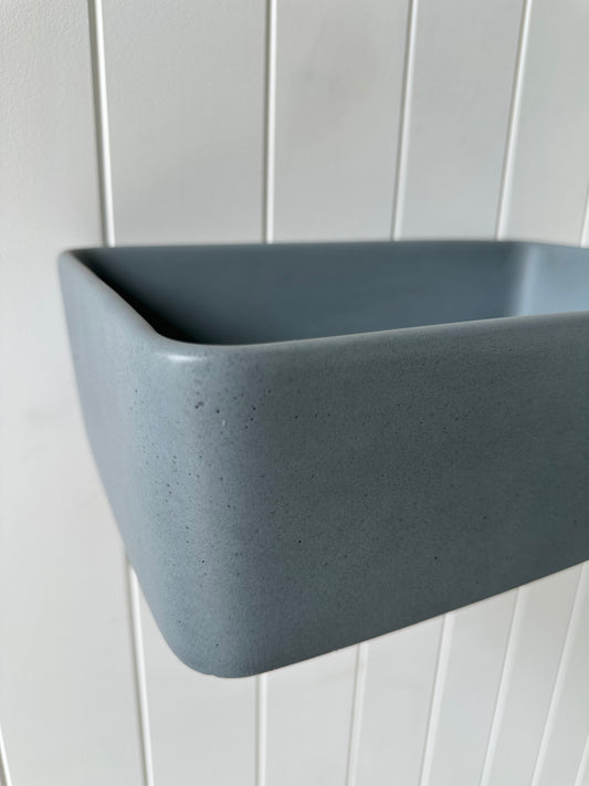Mini Rectangle Concrete Vessel Basin in Light Ocean