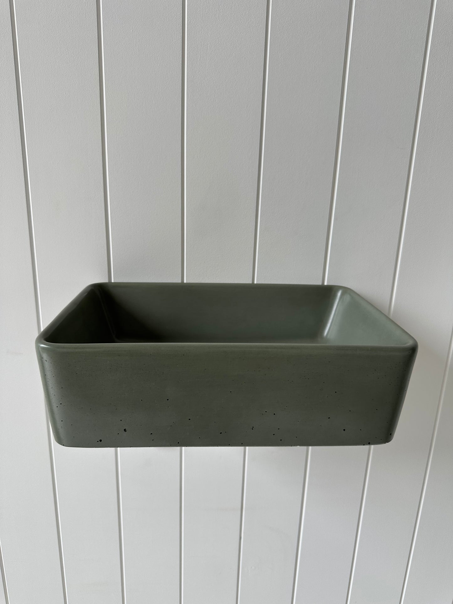 Mini Rectangle Concrete Vessel Basin in Moss
