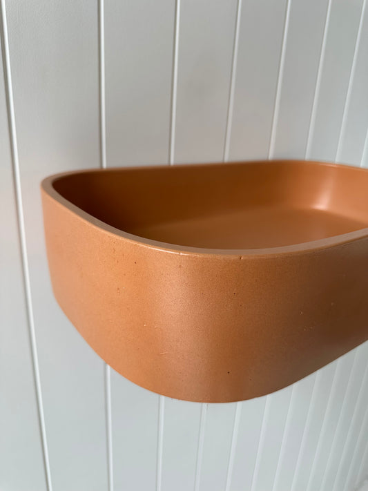 Rounded Rectangle Concrete Vessel Basin in Terracotta