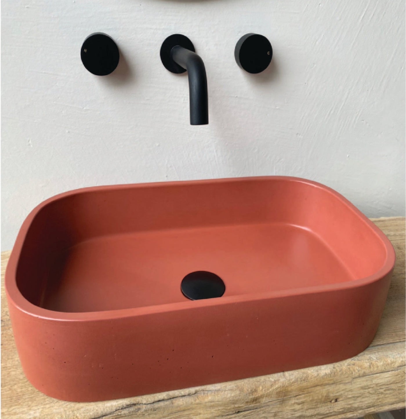 Rounded Rectangle Concrete Vessel Basin