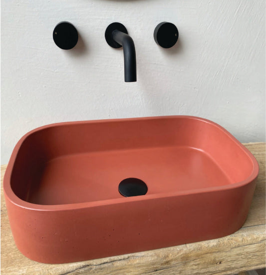 Rounded Rectangle Concrete Vessel Basin