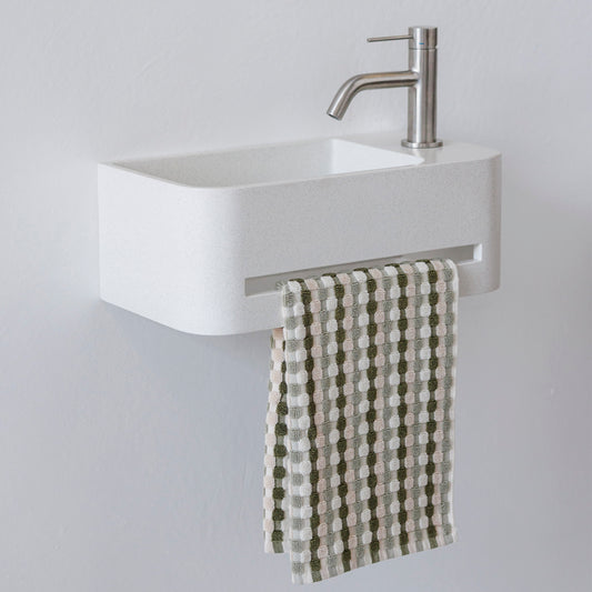 Titan Wall Hung Rounded Powder Room Concrete Vessel Basin in Sandy White