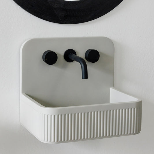Horizon High back fluted Light Grey Concrete Vessel Basin