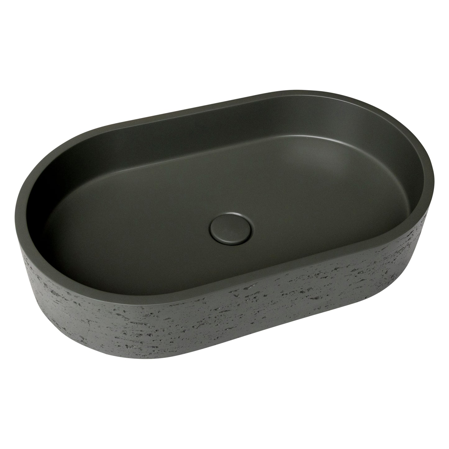 Mesa Capsule Concrete Vessel Basin in Olive Grey