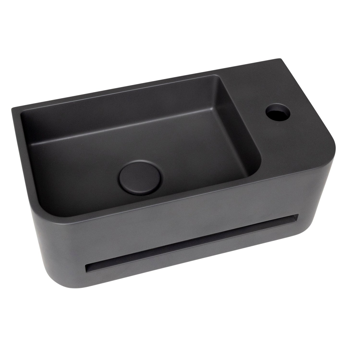 Titan Wall Hung Rounded Powder Room Concrete Vessel Basin in Charcoal