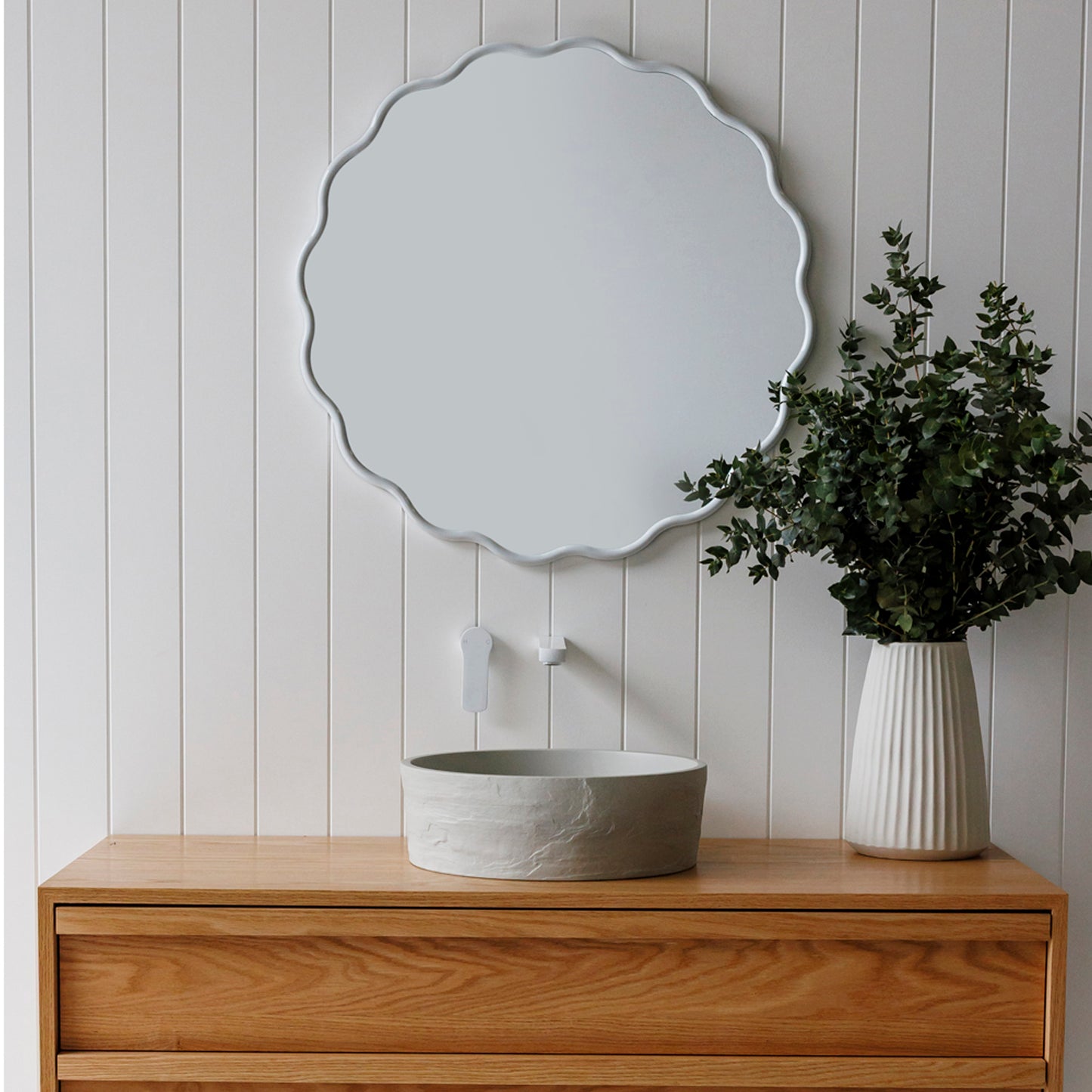 Terra Round Concrete 'Earth' texture Vessel Basin in Light Grey