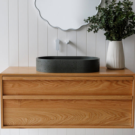 Mesa Capsule Concrete Vessel Basin in Olive Grey