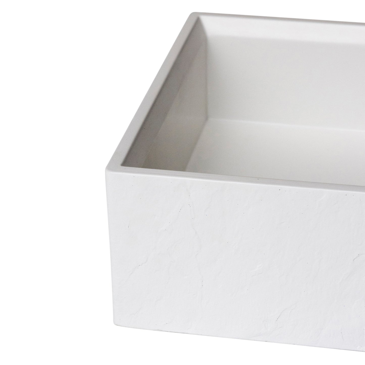 Bluff  Vessel or Wall Mount Vessel in Slate Texture in Crisp White
