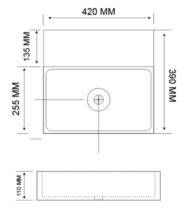 Tap Mounted Rectangle Vessel Basin